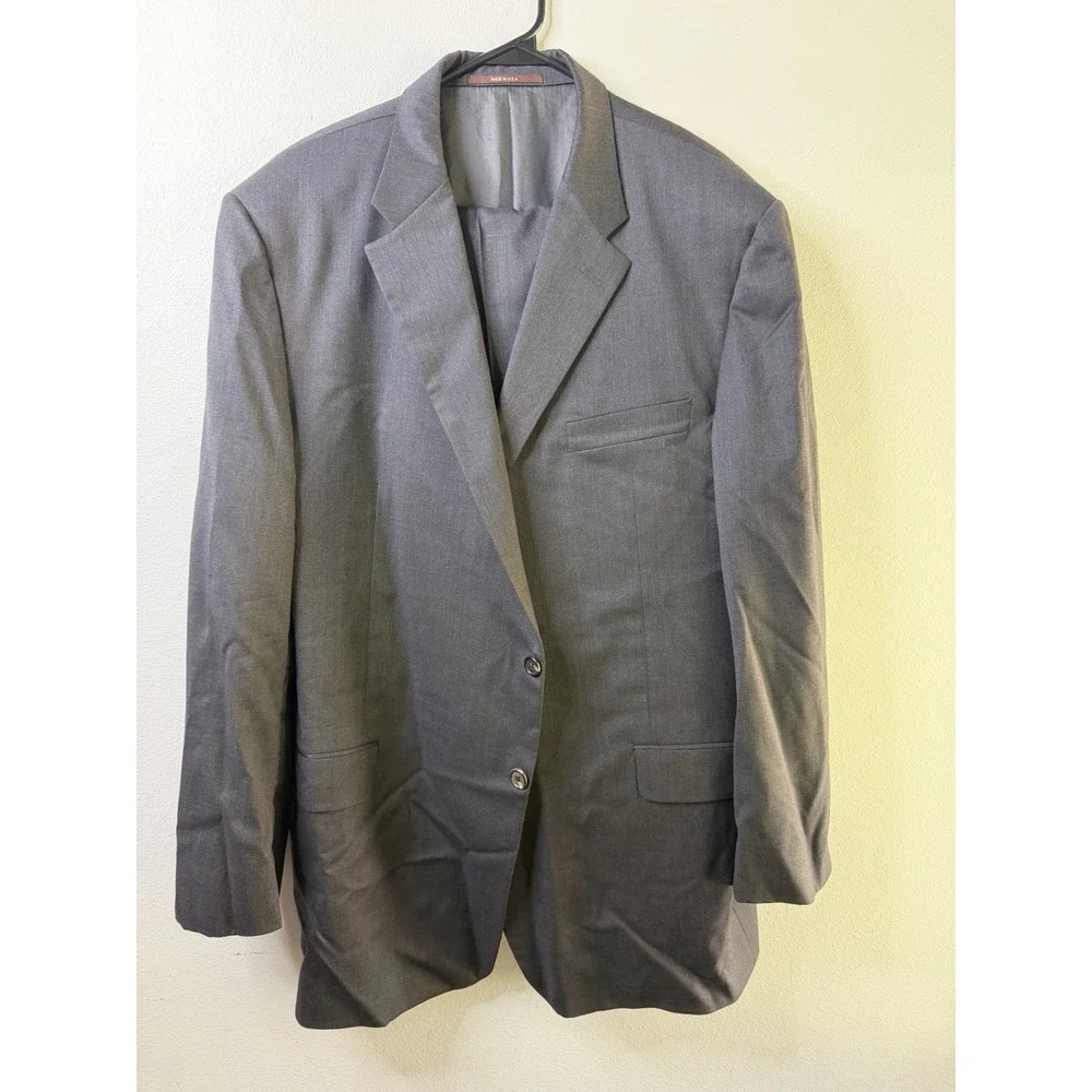 Hickey Freeman Men's Suit Traveler 100% Worsted wool Gray 50L Made In USA