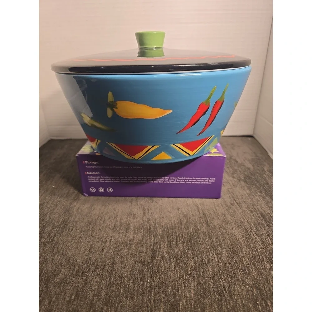 The Main Ingredients Southwestern Chili Peppers Stoneware Large Covered Serving