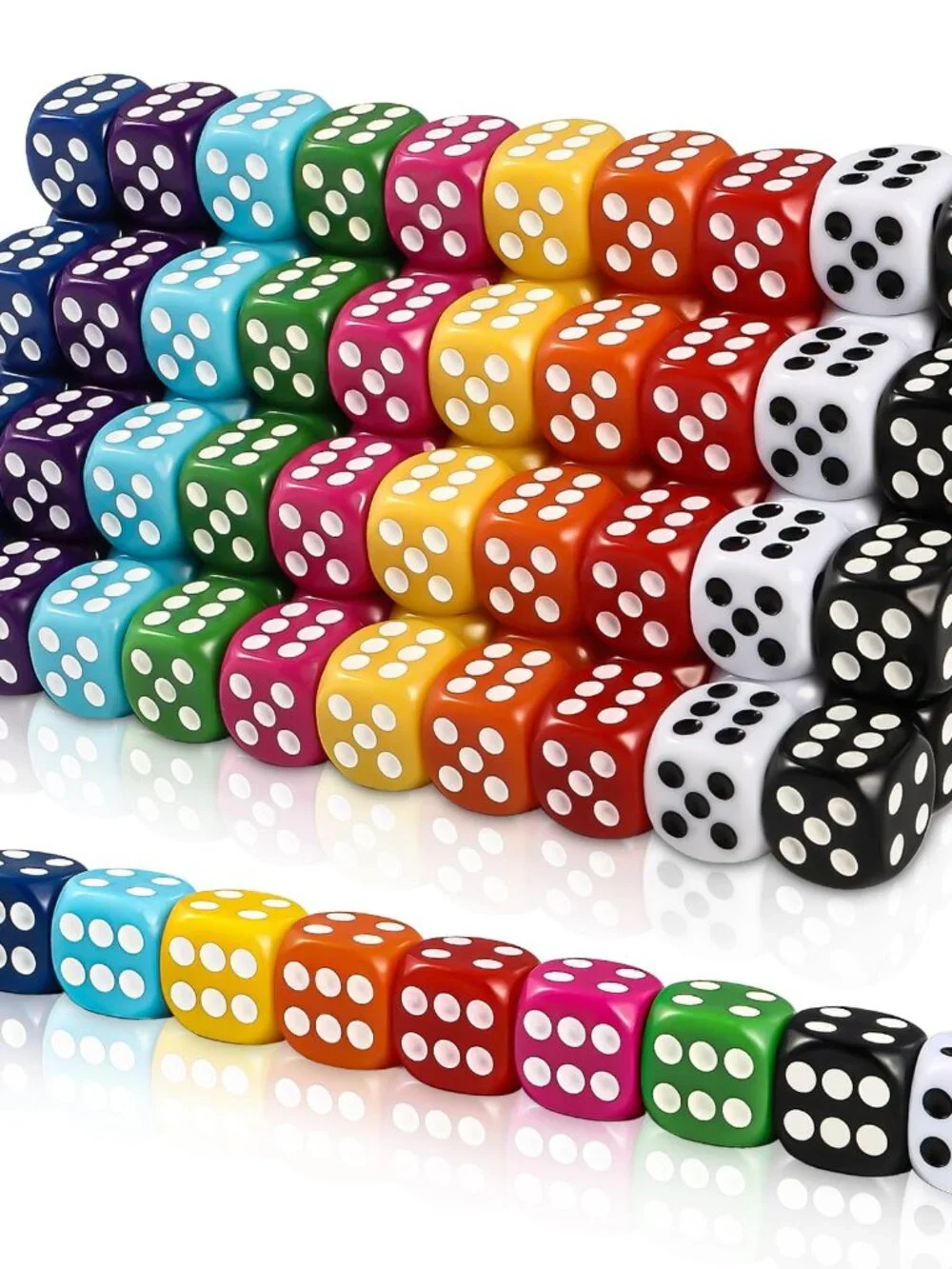 DIYDEC 100pcs 16mm Game Bulk Dice 10 Colors Acrylic 6 Sided Dice Set for Classro
