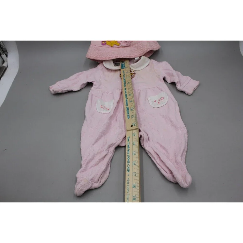 Disney Store Hat & Sleeper Piglet Pooh Outfit Romper Bodysuit Pink Size 3M READ!