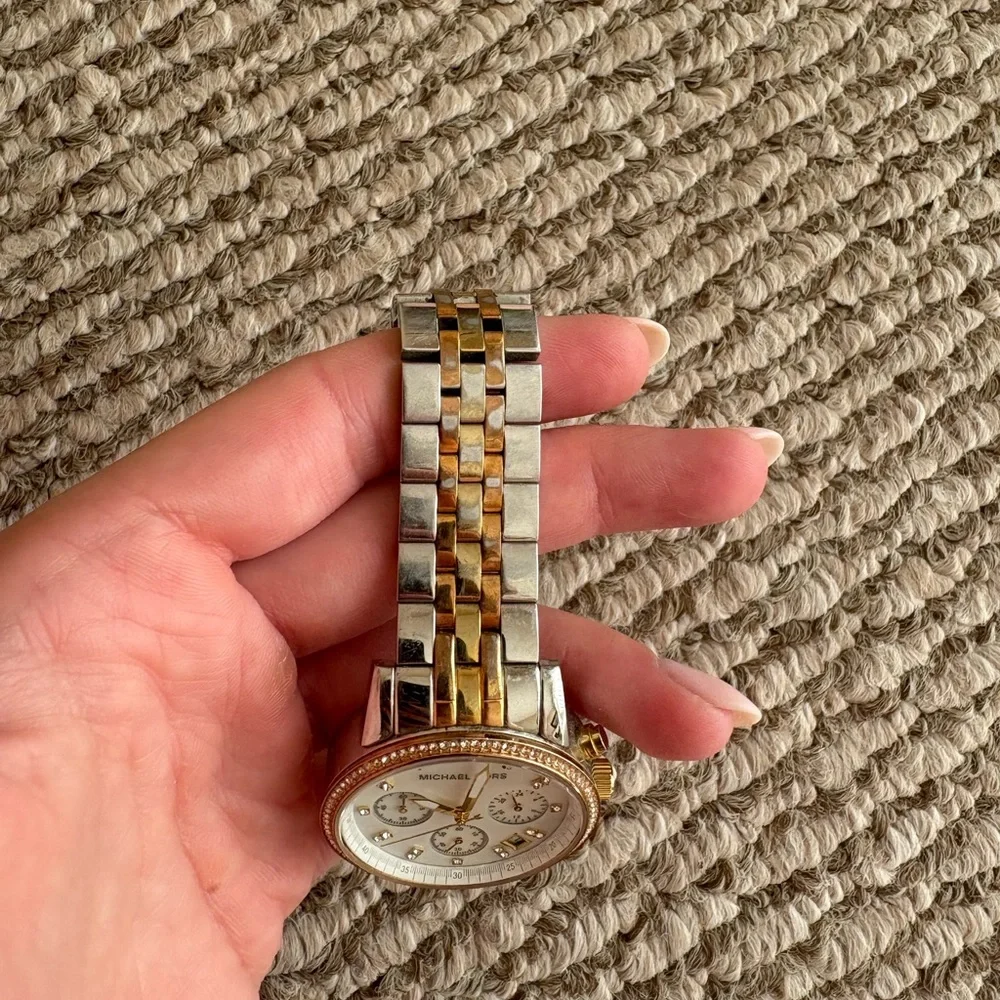 Michael Kors Two-Tone Crystal Bezel Watch - Silver & Gold
