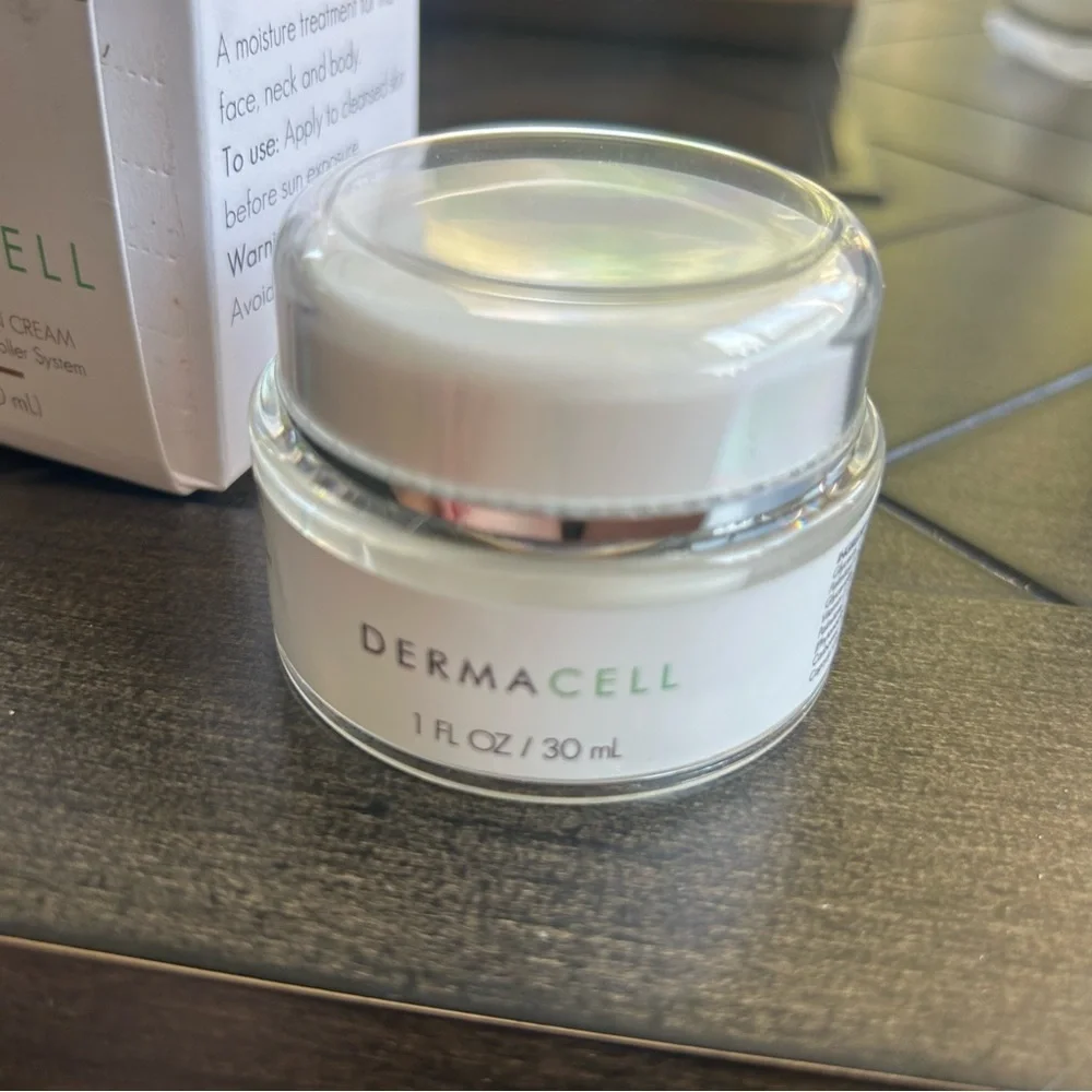 Dermacell New enriched collagen cream for face 1 ounce jar with box, open box