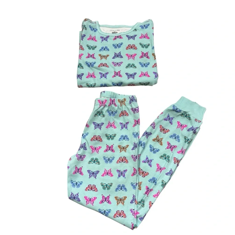 Girls Janie and Jack Two Piece Butterfly Print Pajamas Blue Size 10‎