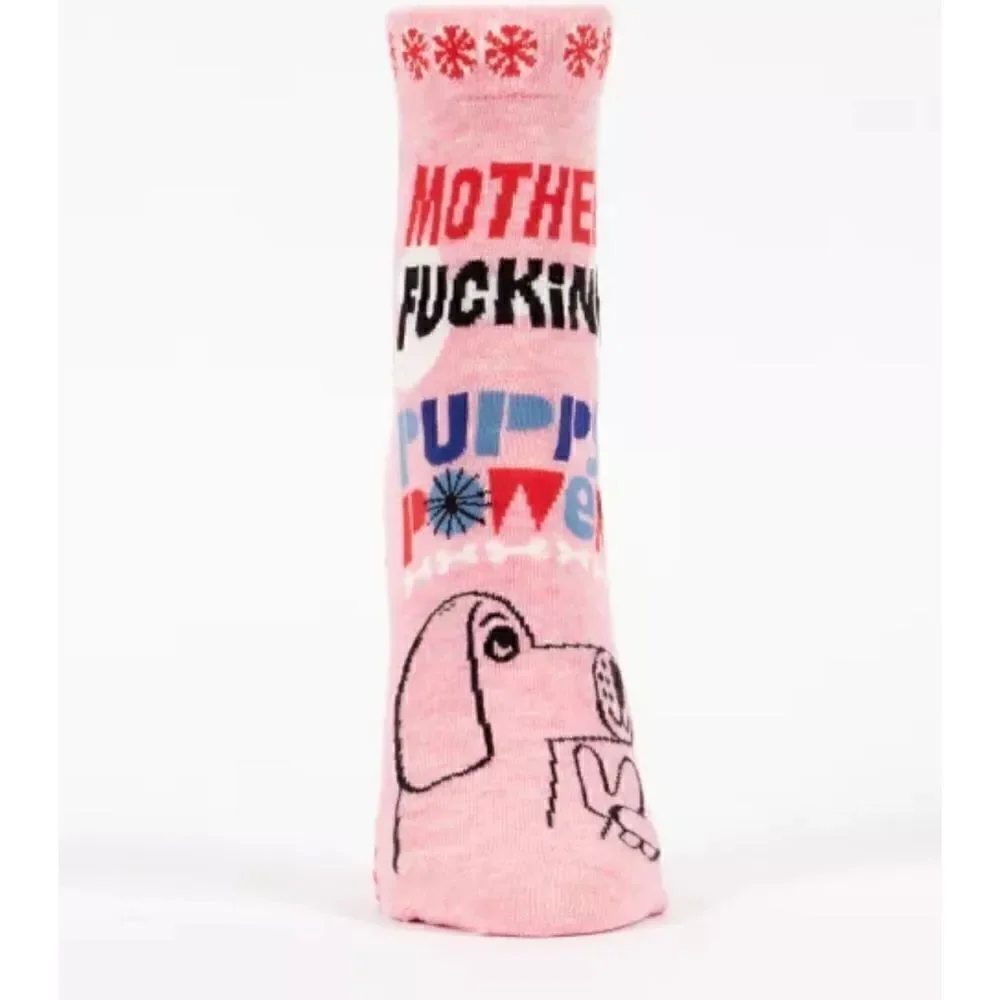 Blue Q Womens Cotton Ankle Socks Puppy Power Pink