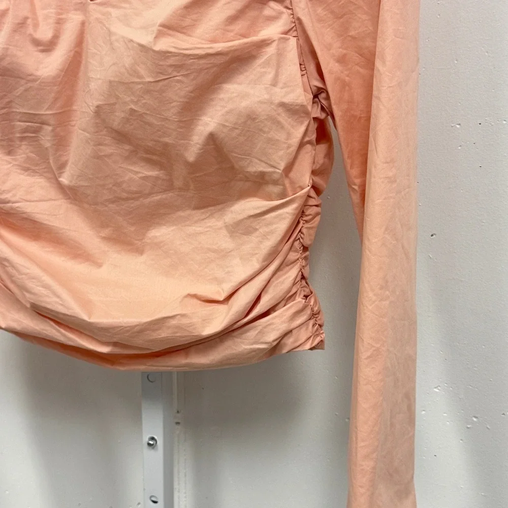 ASTR the Label Blush Sweetheart Ruched Puff Long Sleeve Blouse Size XL Pink‎
