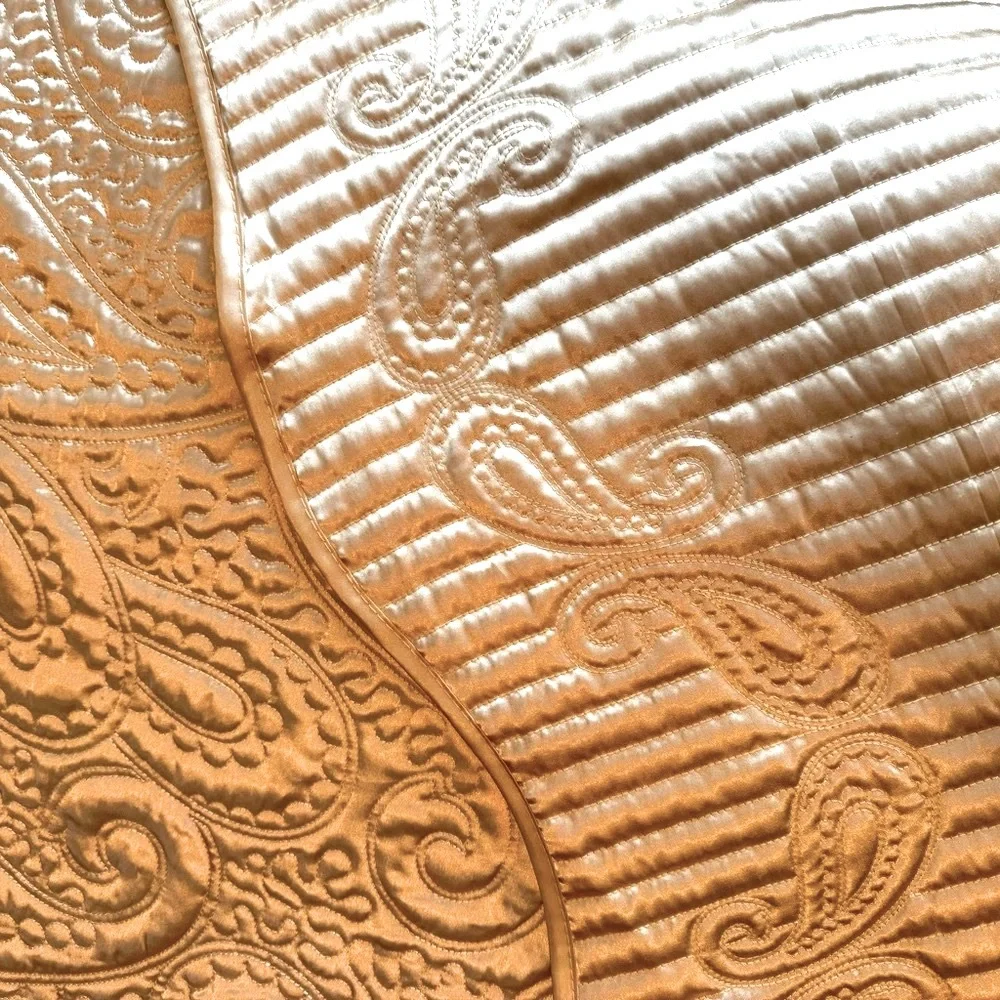 Serenta Quilted Satin Coverlet/Spread - Oversized - Gold