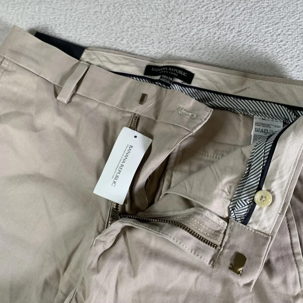 Banana Republic Pants Men 30x28(Tag 28x28) Beige Aiden Chino Slim Fit Cotton NEW