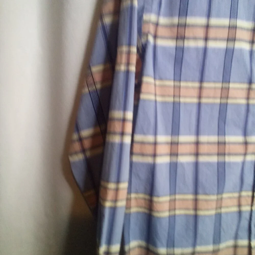 Banana Republic Shirt Men M 15 15 1/2 Button Up Long Sleeve Plaid Blue Orange