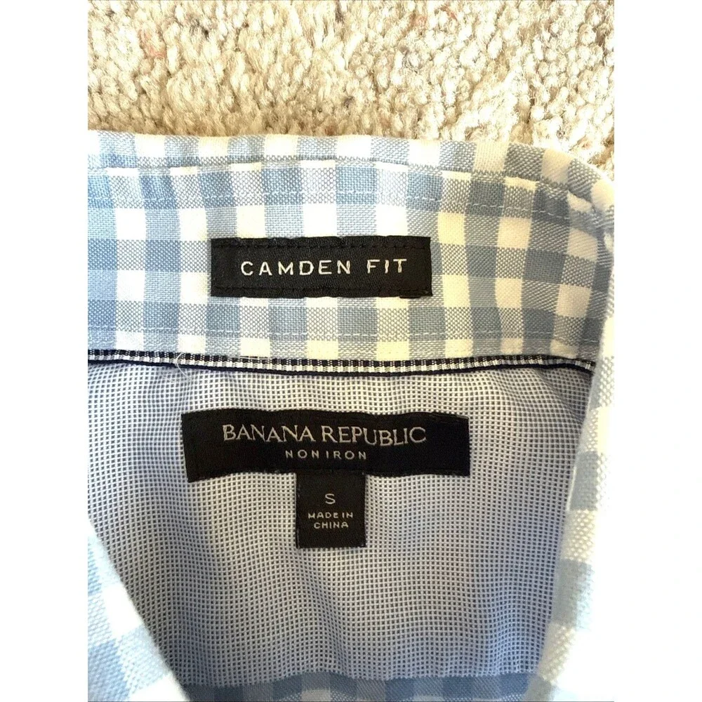 Banana Republic Men S Camden Fit Shirt Blue Check Button Down Long Sleeve EUC