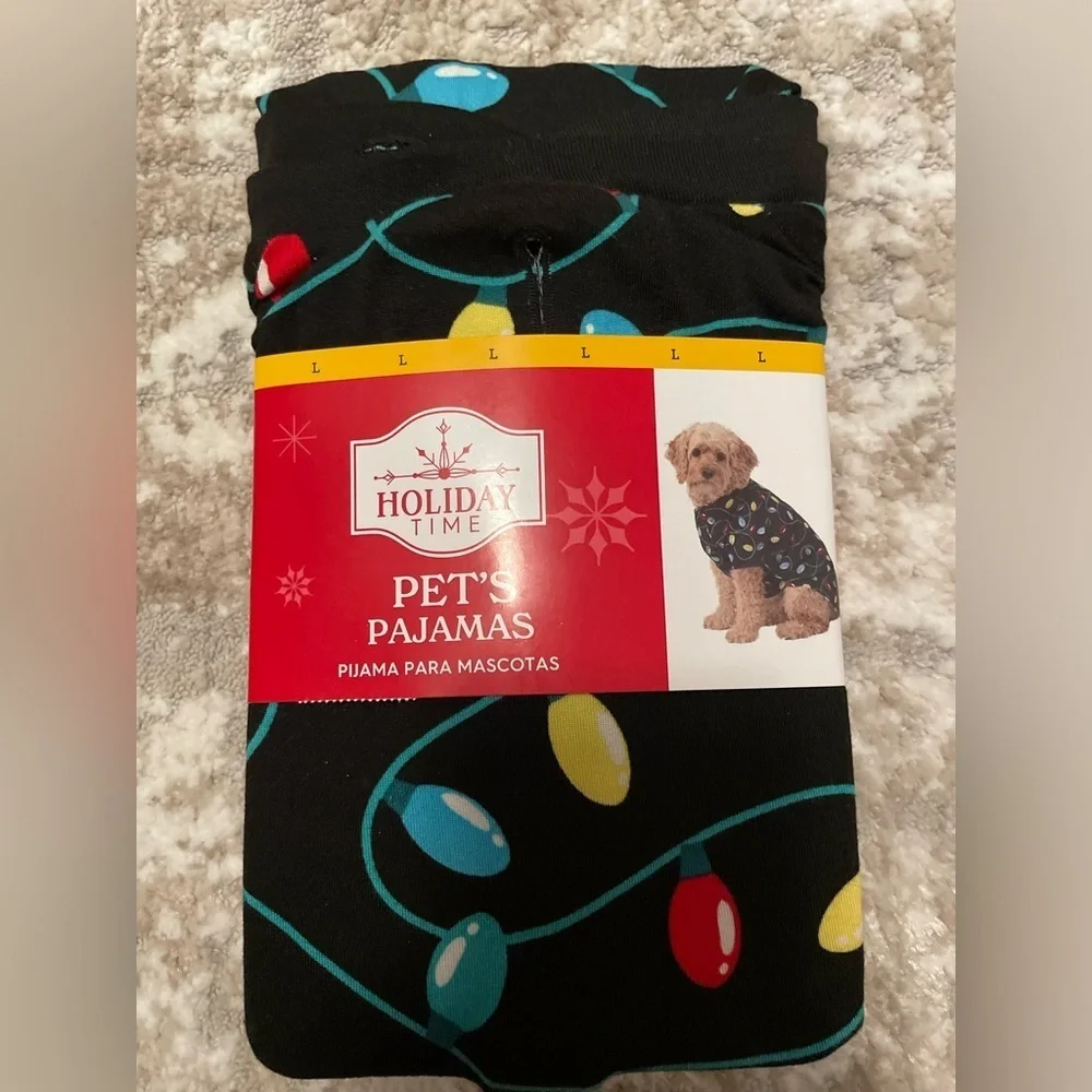 Holiday Time Pet Pajamas with Festive lights Pattern size L-NWT