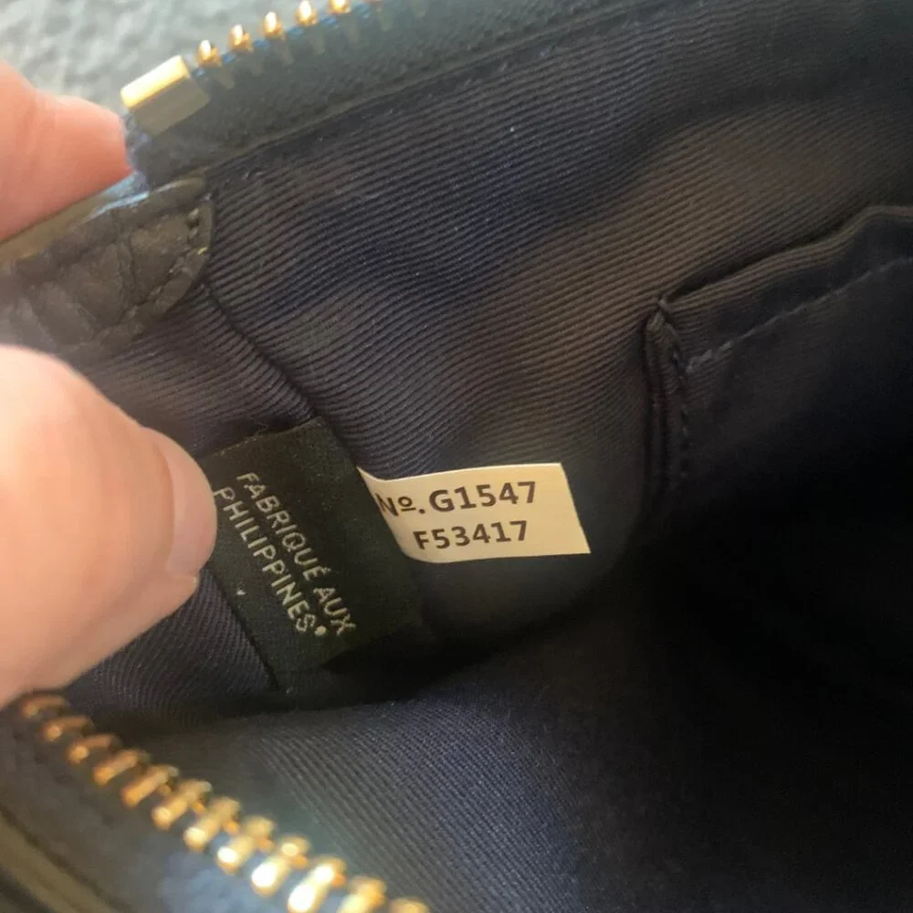COACH DARK NAVY BLUE PEBBLED LEATHER CLUTCH WITH WRISTLET STRAP