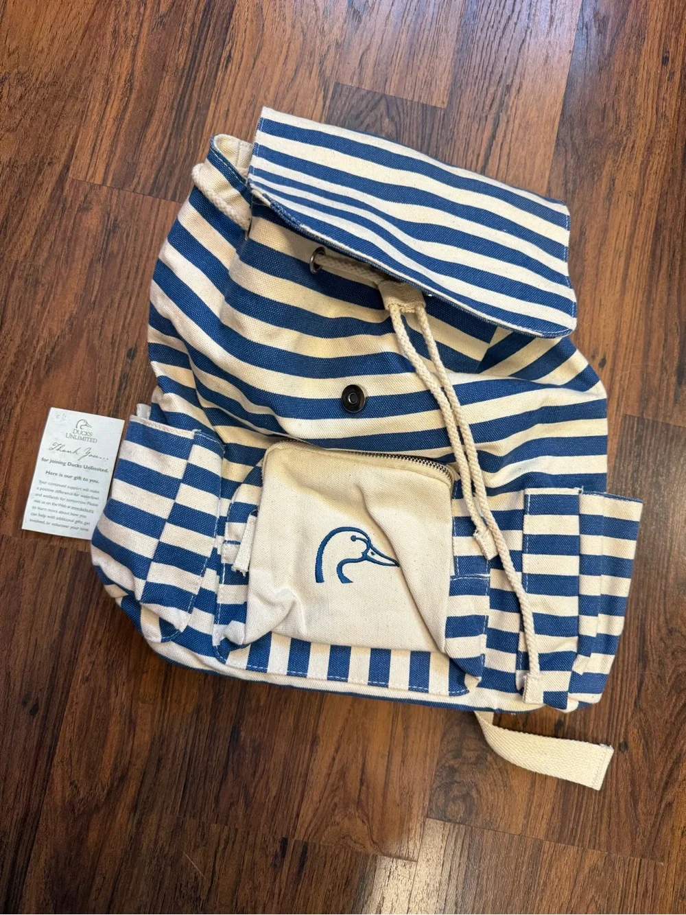 Canvas Striped Blue and Cream Backpack