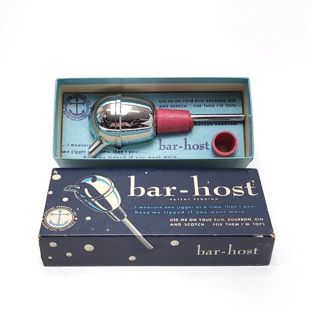 Vintage Anchor Products Bar‎ Host Jigger Pourer Stopper Chrome Barware MCM