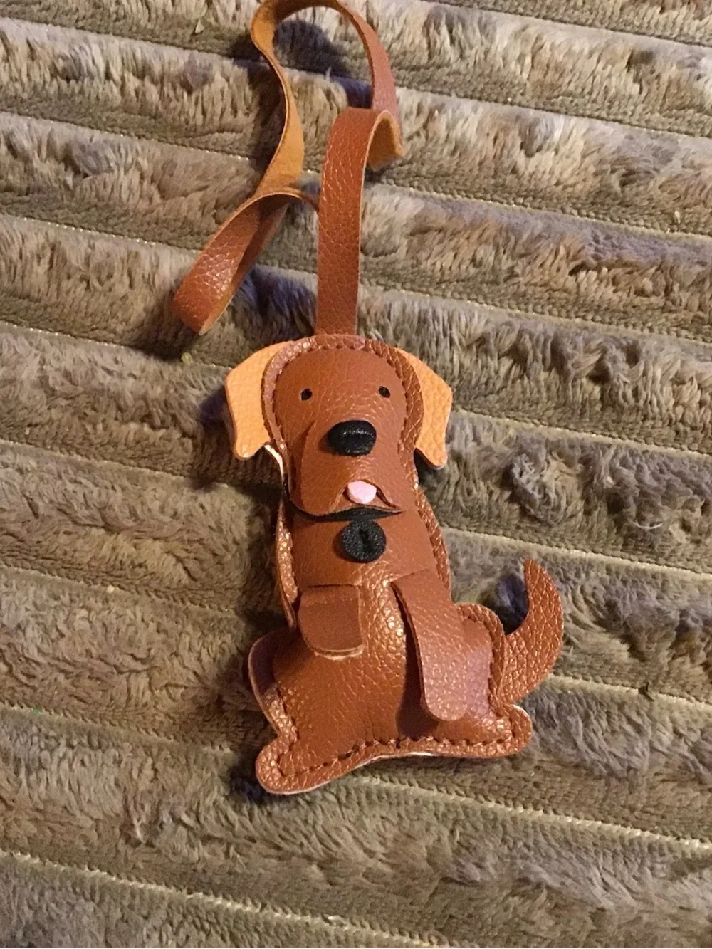 Brown Dog-Shaped Leather  Accessory Holder -