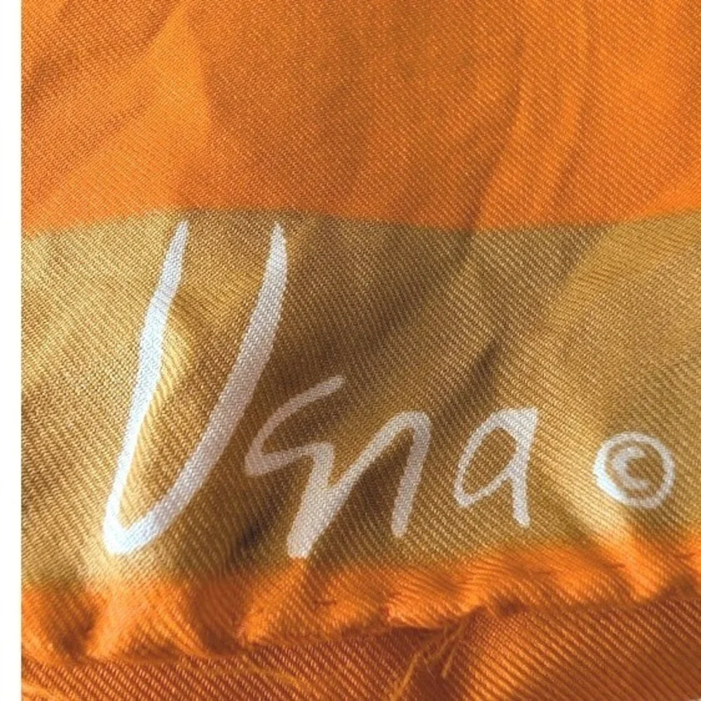 Vintage Scarves by Vera Orange‎ Geometric Op Art Silk Blend Scarf Made in Japan