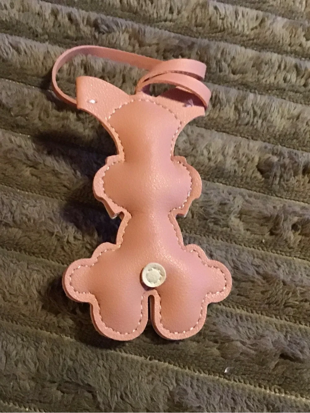 Pink Leather Dog Charm with White Accents