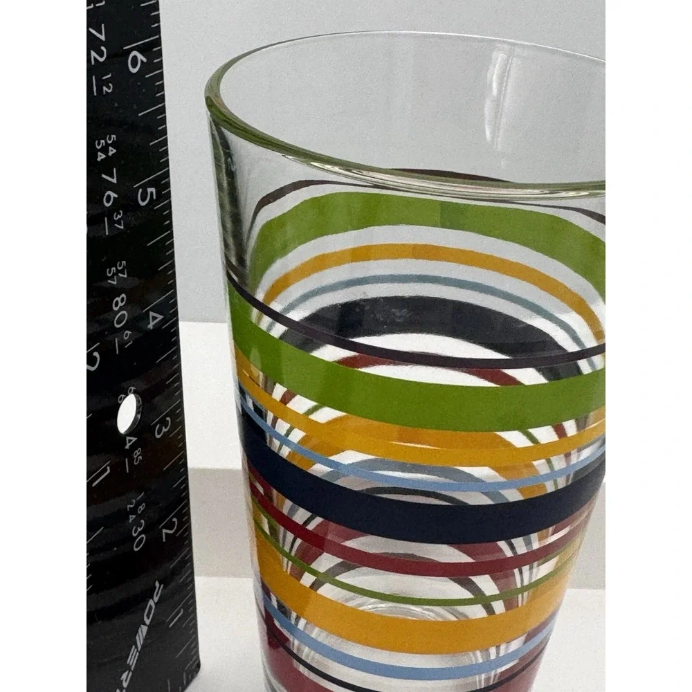 Libbey Fiestaware Tumblers Fiesta Stripes Mambo Drinking Glass 16oz Retired 6 Pc