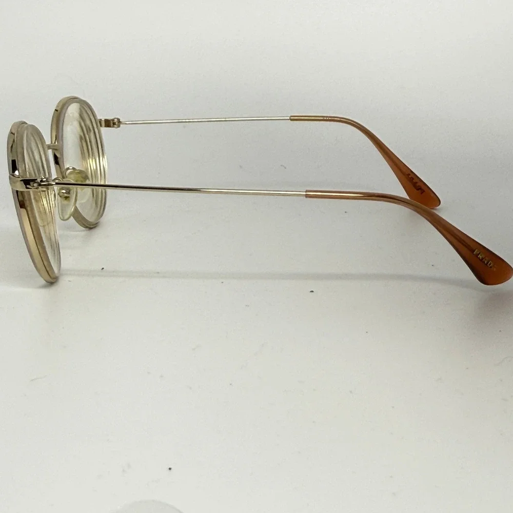 Prada VPR‎ 64T Gold Round Eyeglasses Frames 49-20-135 Made in Italy 21715