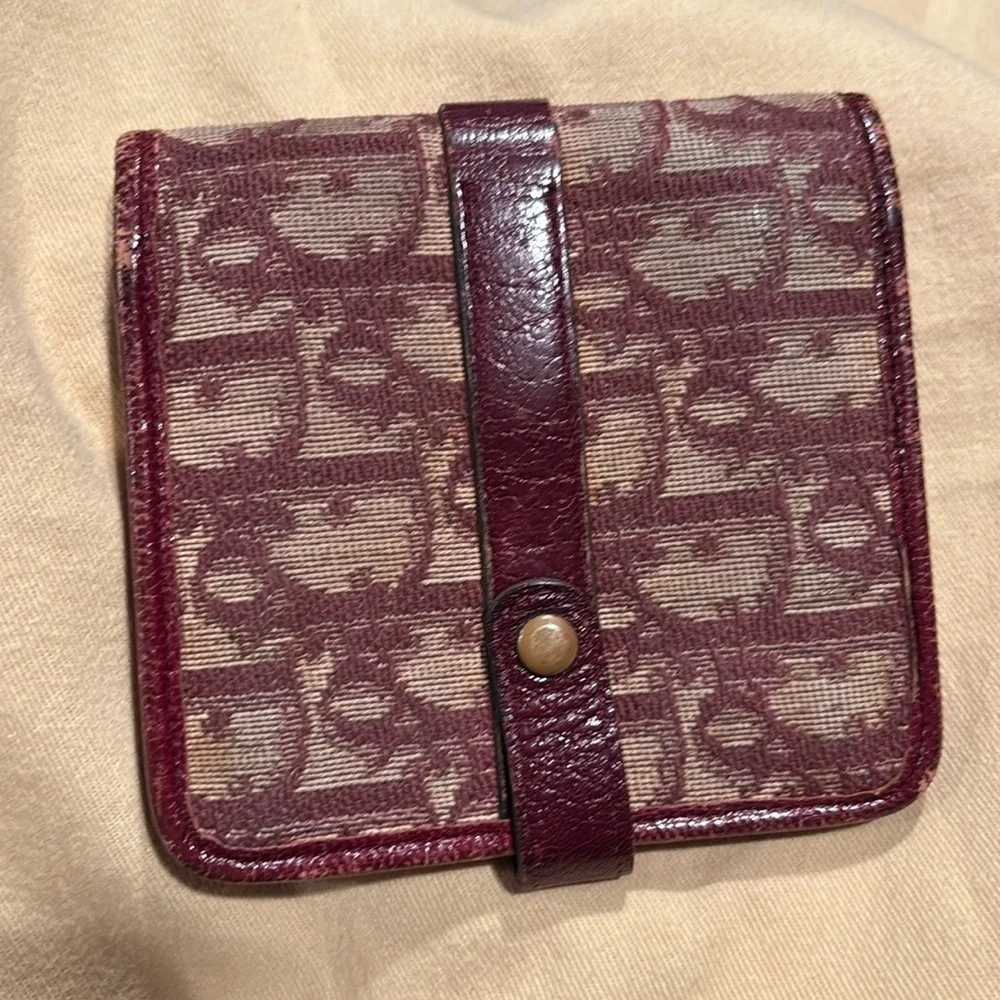 Rare! Christian Dior Red Vintage Trotter Wallet Elegant Compact Design