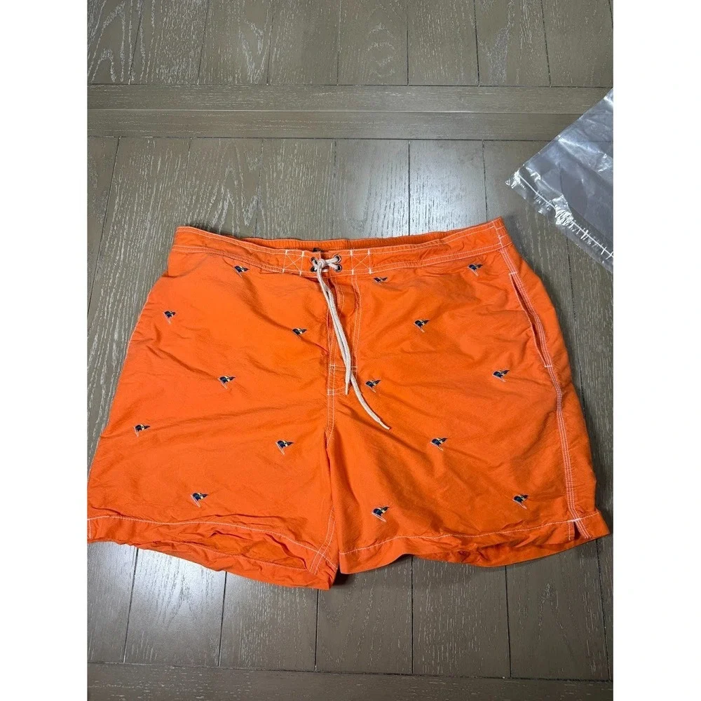 Polo Ralph Lauren Mens Swim‎ Shorts XL Orange Lined  Embroidered Flags