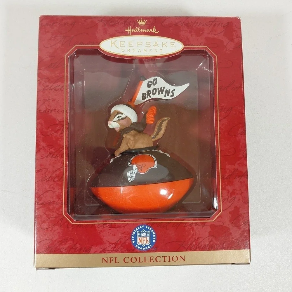 Hallmark‎ Keepsake Ornament 1999 NFL Collection Go Browns Chipmunk Football VTG