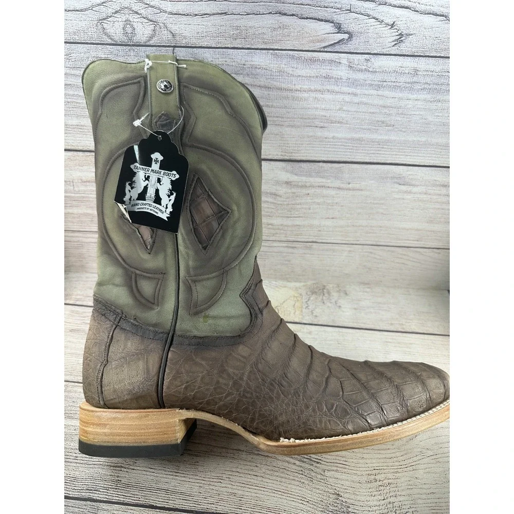 Tanner Mark Men's Exotic Leather Genuine Caiman Oak Boots Size 13 NWB $550