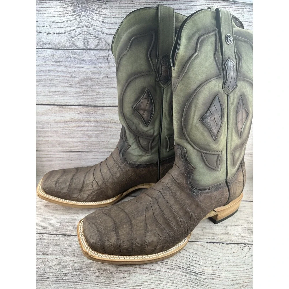 Tanner Mark Men's Exotic Leather Genuine Caiman Oak Boots Size 13 NWB $550