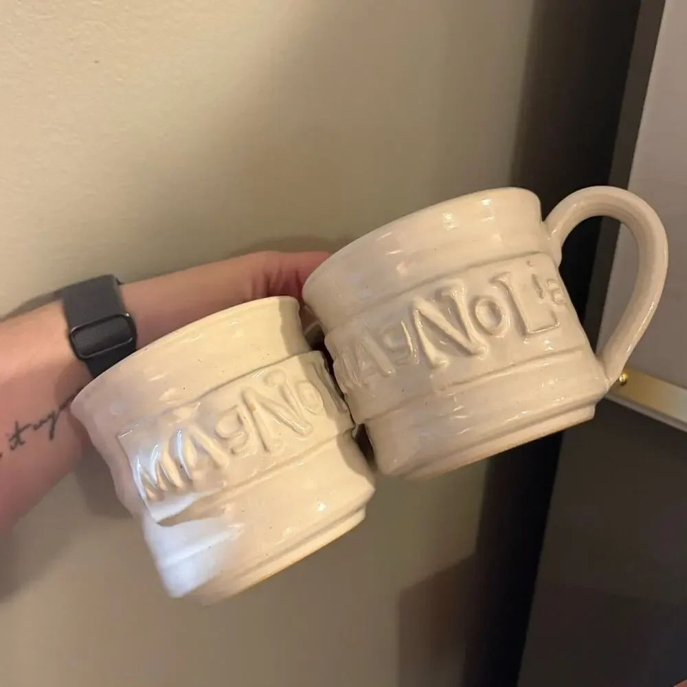 MAGNOLIA Coffee Mug Stoneware Hand Made Magnolia Market Waco SET OF TWO