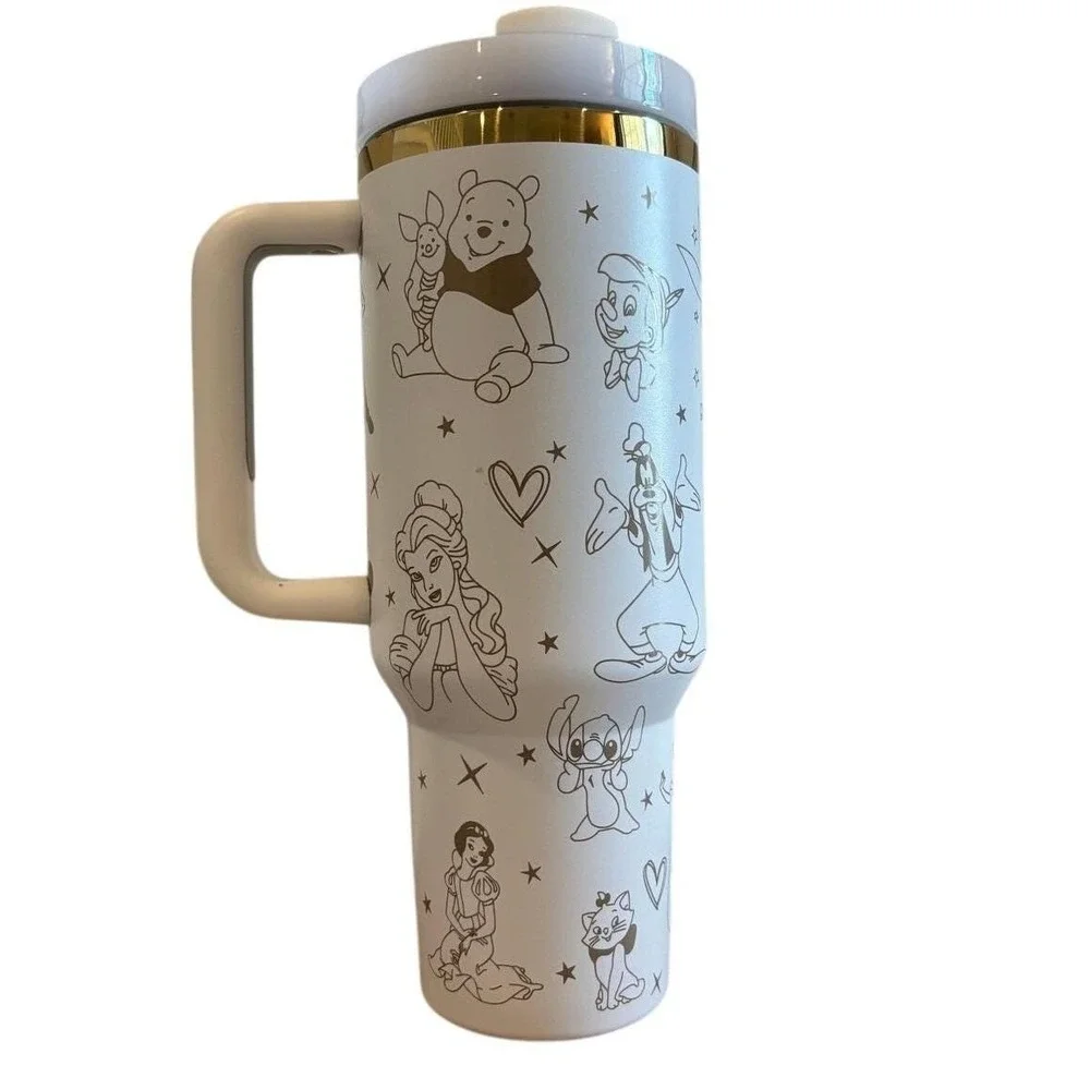 Stanley‎ Quencher H2.0 FlowState Tumbler 40oz Disney Castle White Gold Limited