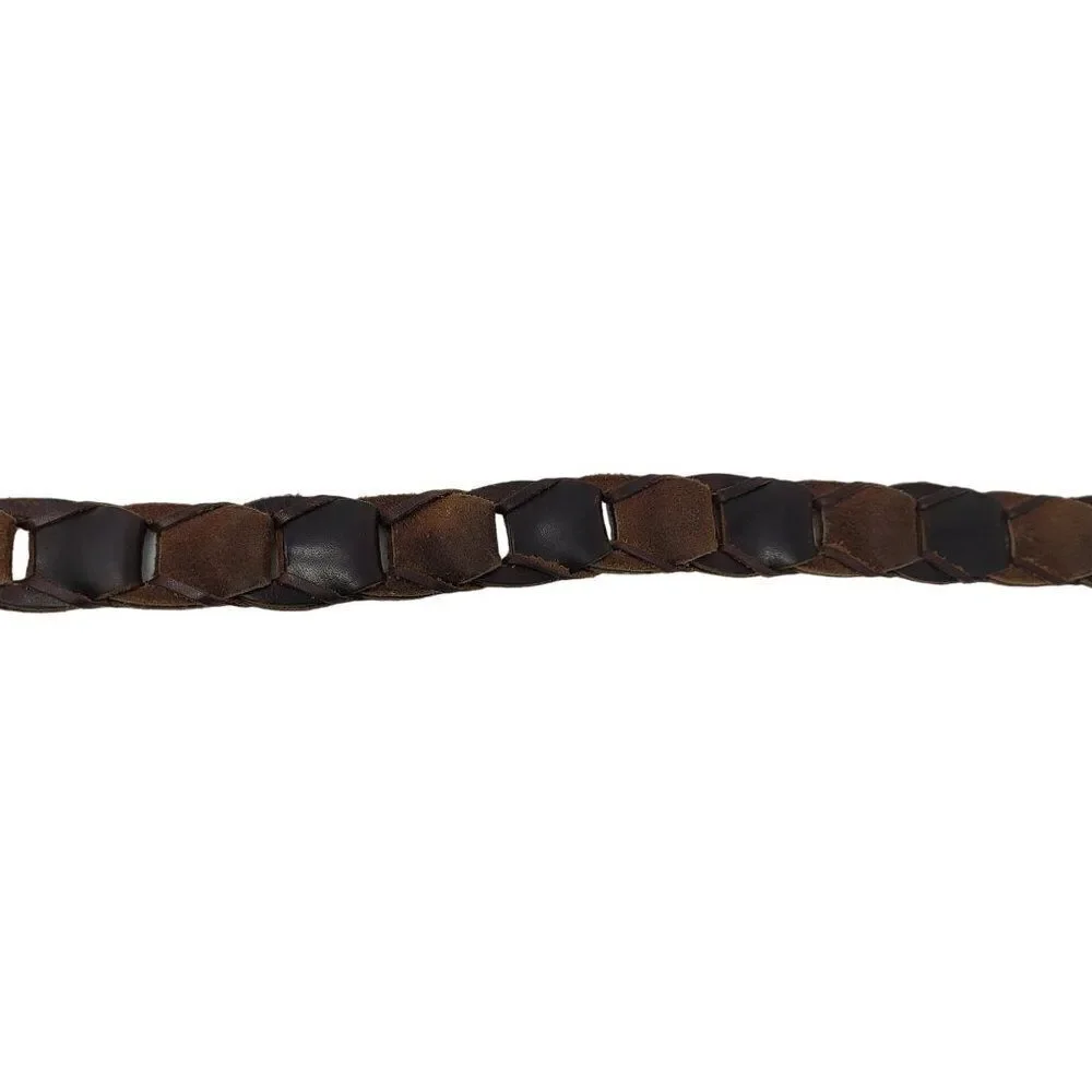 Vintage Woven Suede Leather Hexagon Pattern Belt 42