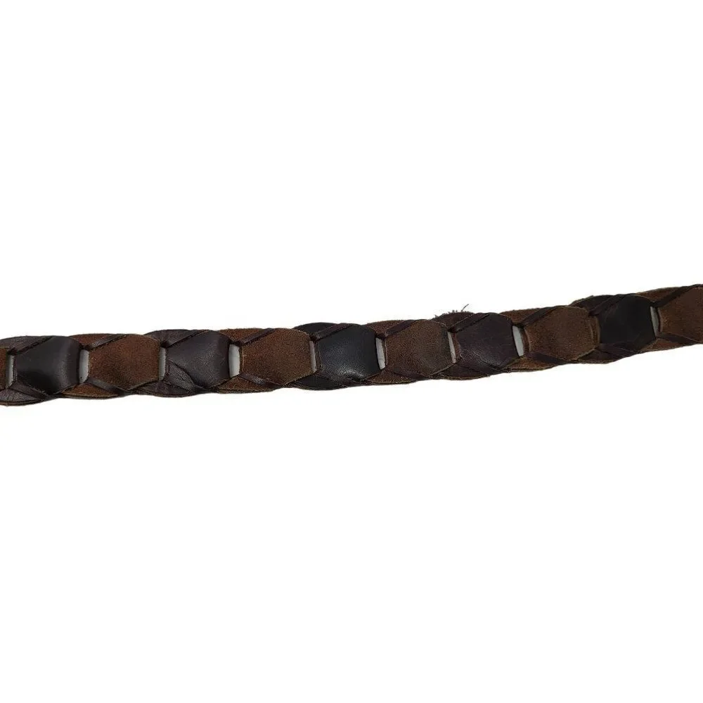 Vintage Woven Suede Leather Hexagon Pattern Belt 42
