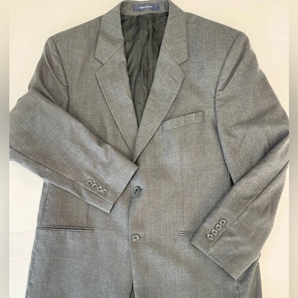 Kasper 42R Gray 100% Virgin Wool Blazer Two Button Sport Coat