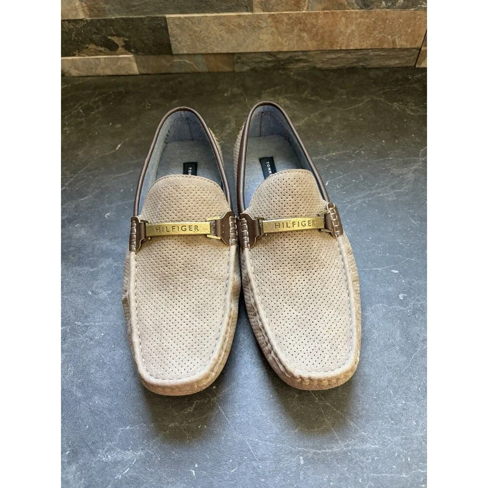 Tommy Hilfiger Aaron Mens 10 M Driving Shoes Brown Moc Toe Slip On Casual Loafer