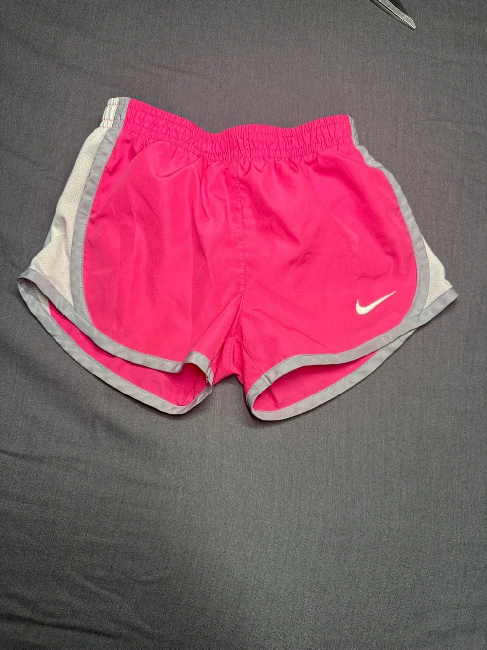 Nike Girls Hot Pink Athletic Shorts with Gray Trim