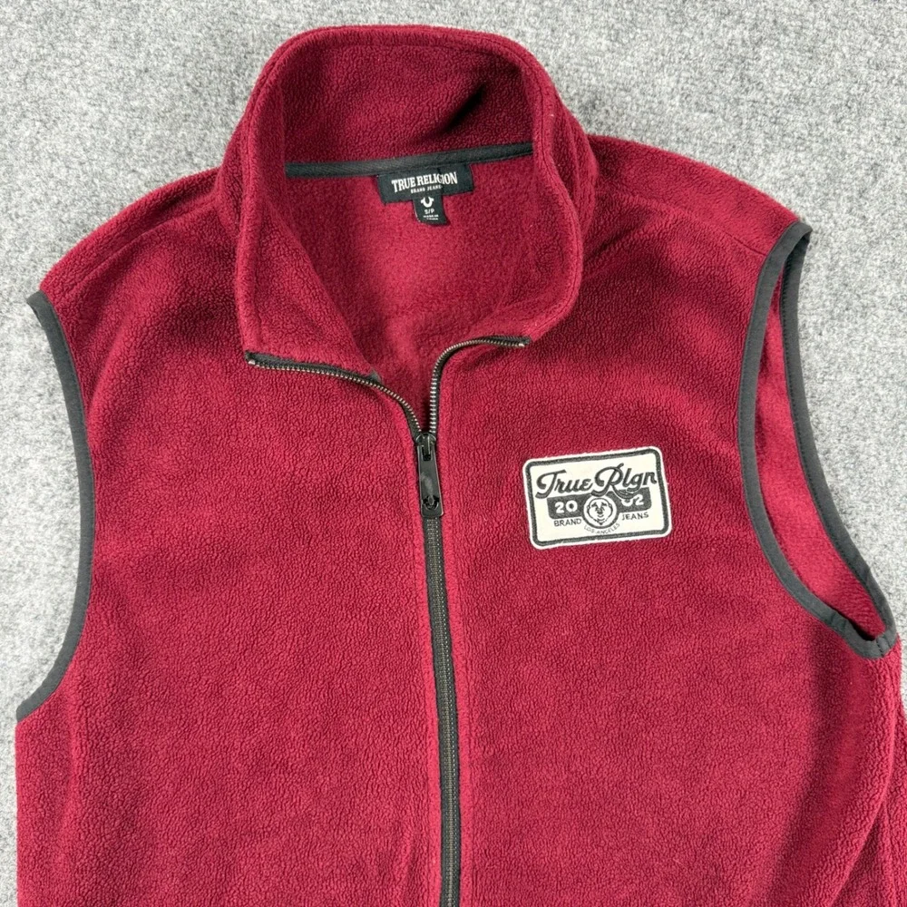 True Religion Vest Small Red Brand Jeans Fleece Full Zip Polar Fleece‎ Men's