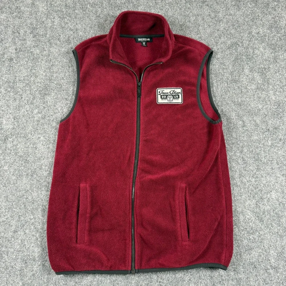 True Religion Vest Small Red Brand Jeans Fleece Full Zip Polar Fleece‎ Men's