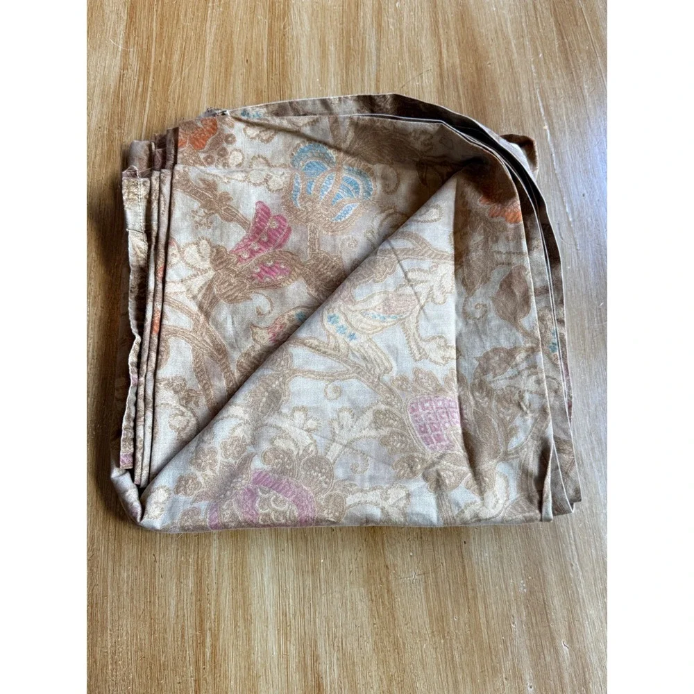 Ralph Lauren Venetian Court Queen Flat Sheet Floral Paisley Tan