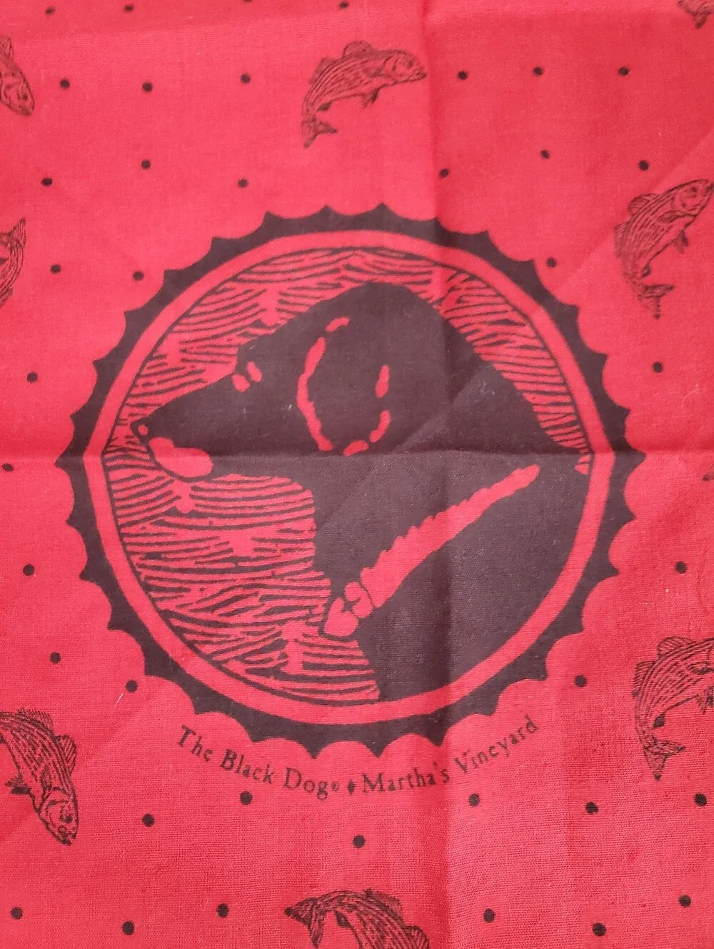 Bandana Black Dog Brand Made In The USA Rockabilly Pin Up Style Black And Red
