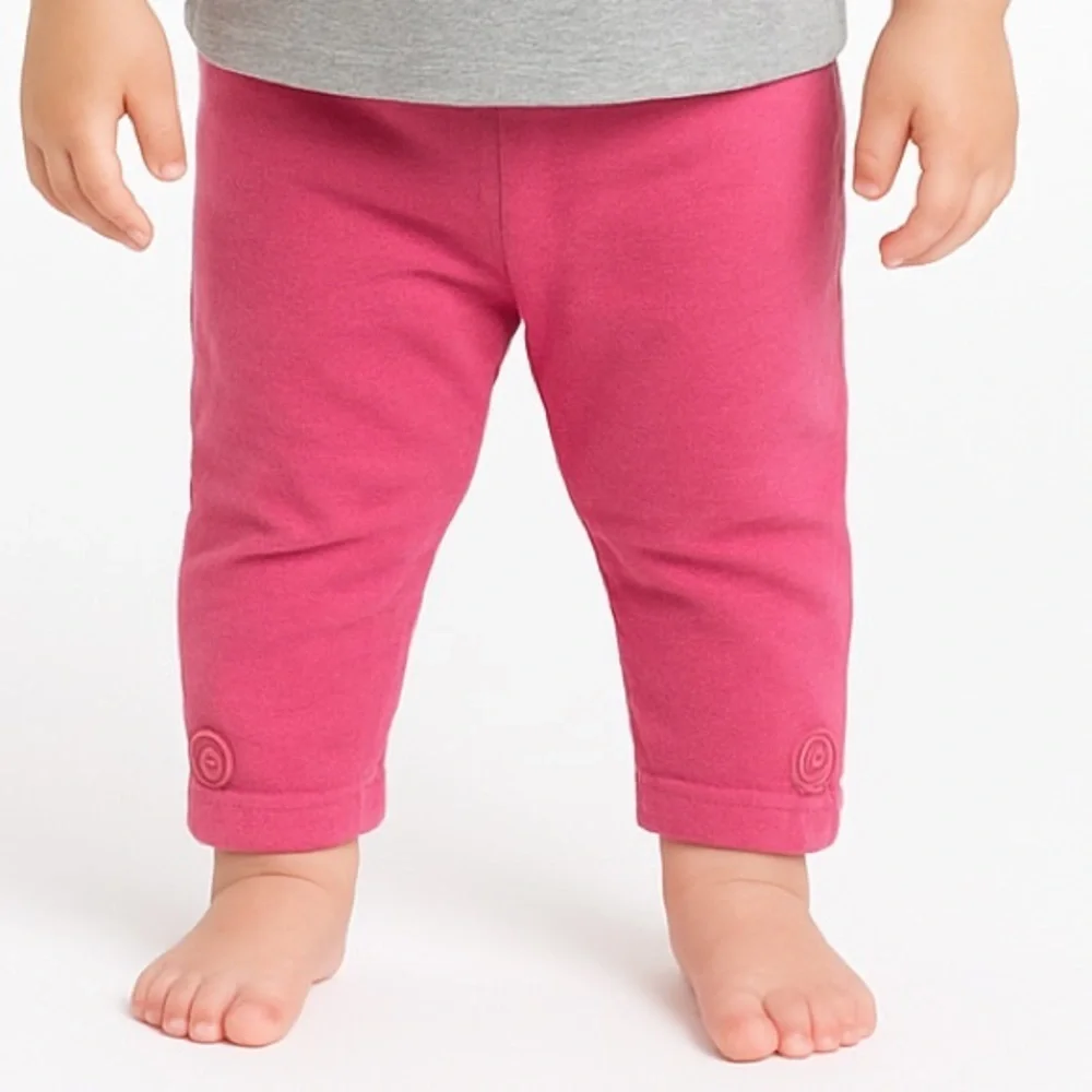 Pink Bottoms with Button Hem Details