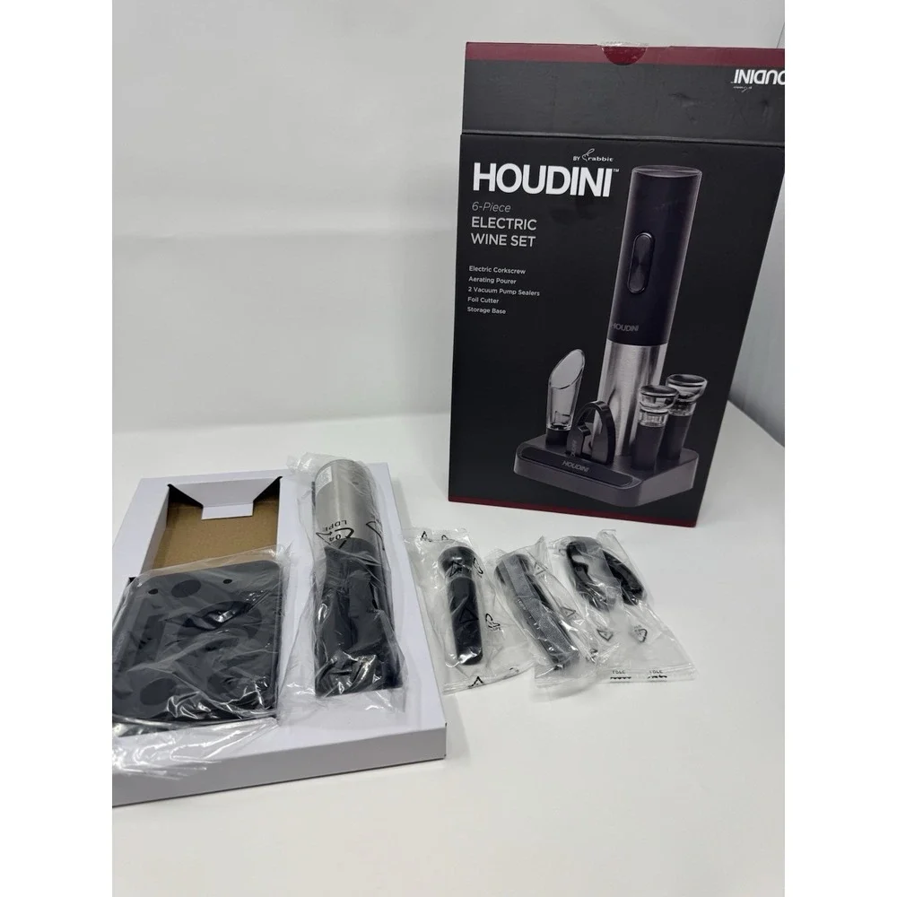 Electric Wine Opener Set with Foil Cutter and Stoppers (Partial Set) w/ Box