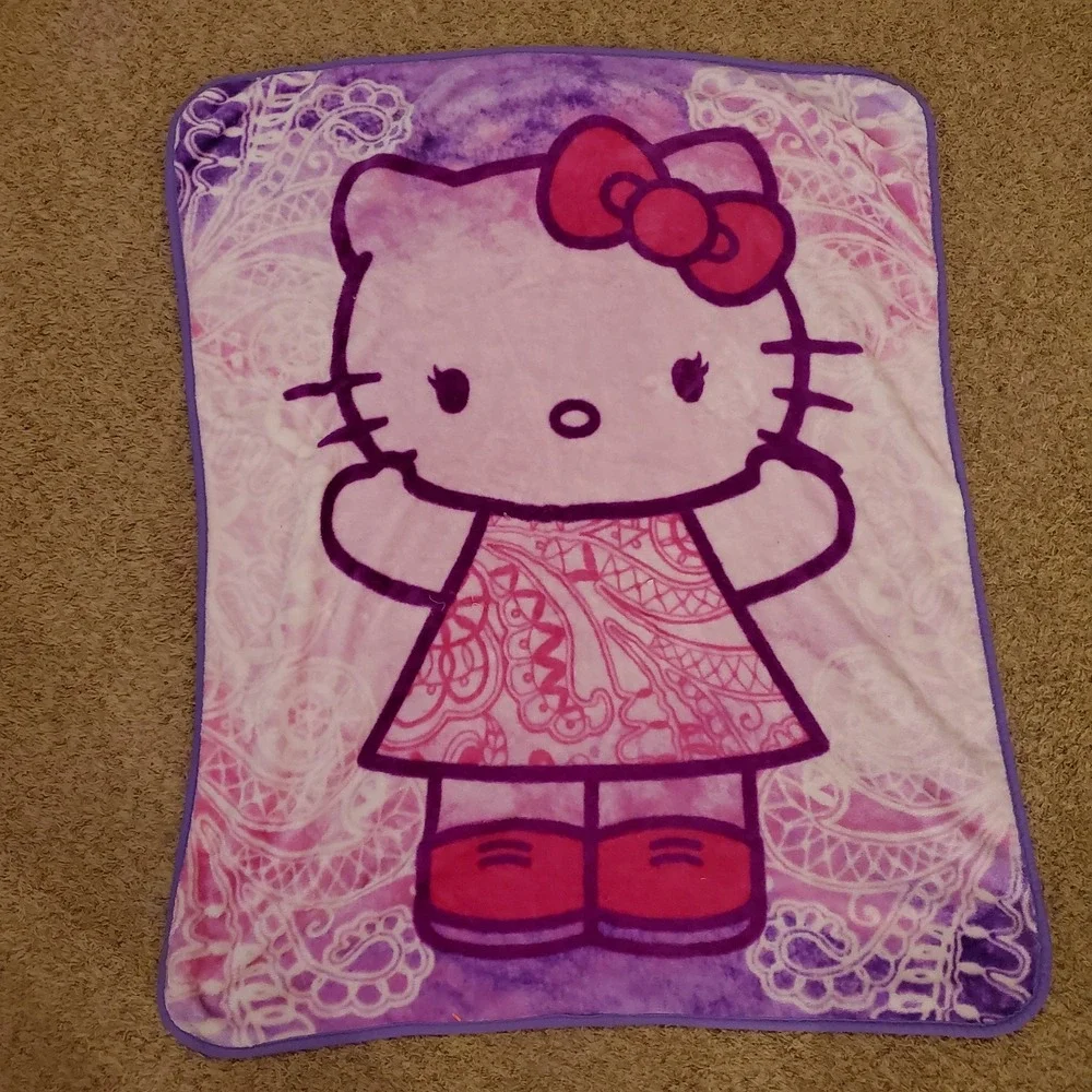 Hello Kitty Purple Pink Throw Blanket Soft Fleece Sanrio Kids Girls‎ 2015