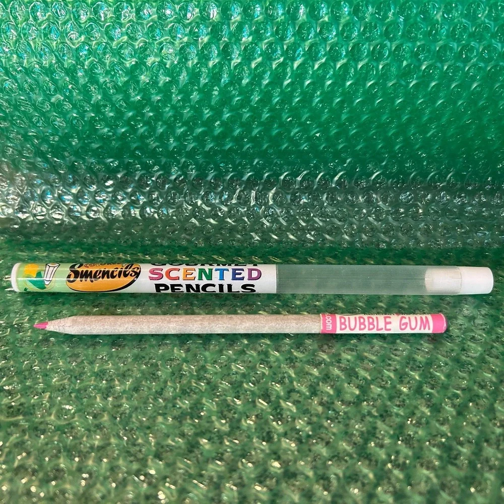 RETRO Colored Smencils -BUBBLE GUM-Gourmet Scented Pencils Eco Newspaper RARE