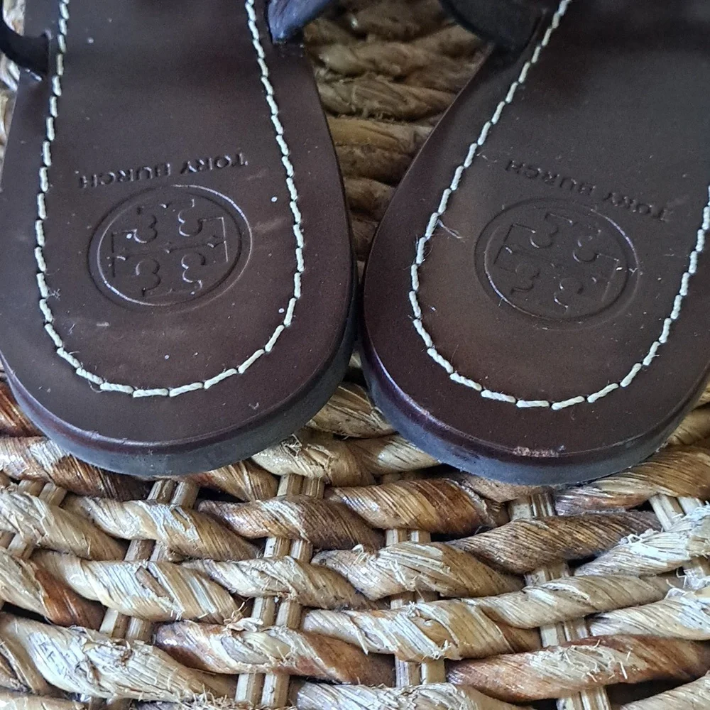 Tory Burch Womens Chandler Snakeskin‎ Print Leather Slingback Flat Sandals S-7.5