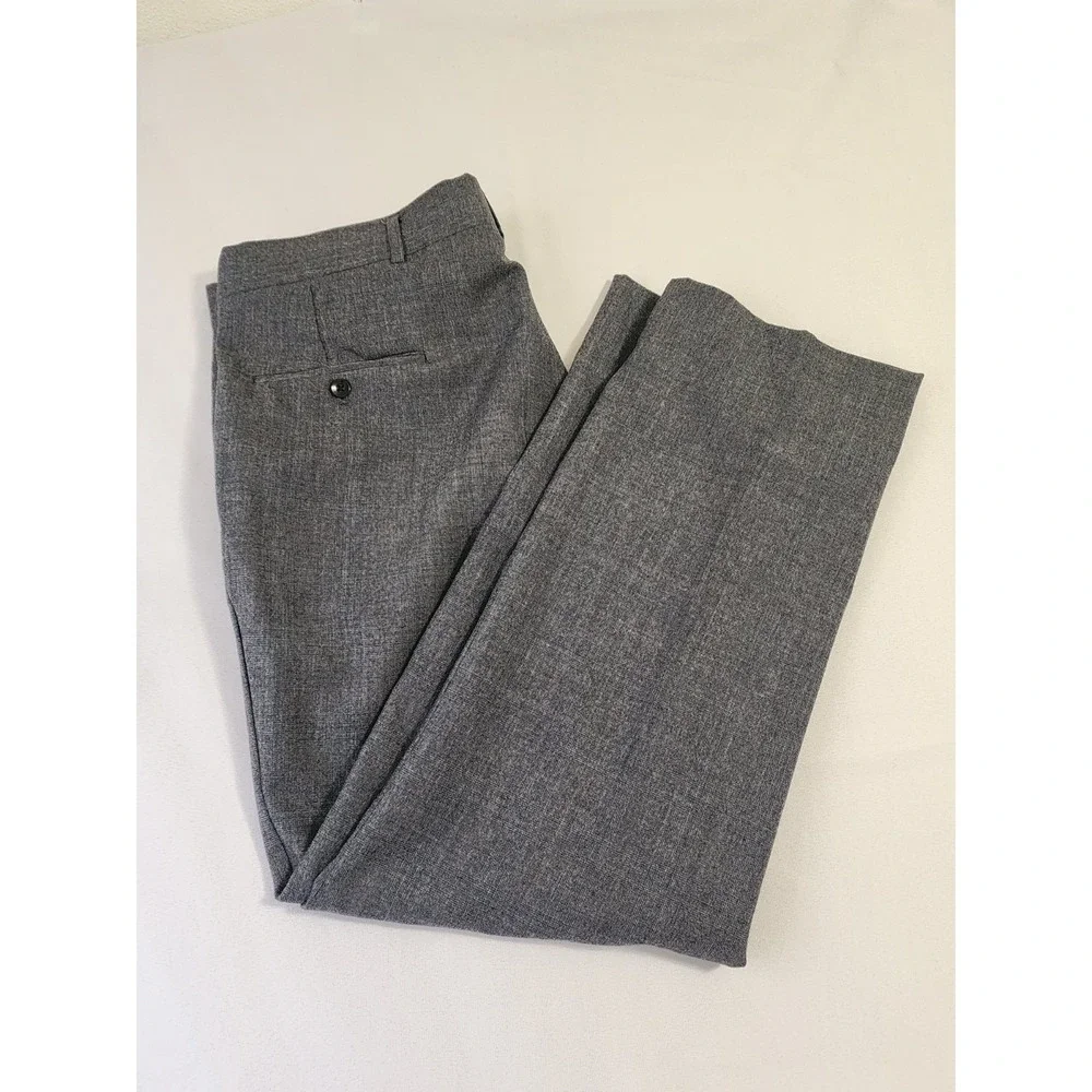 Vintage Society Brand Gray Windowpane 100% Virgin Wool 2 Pc Suit Mens 44R 37x29