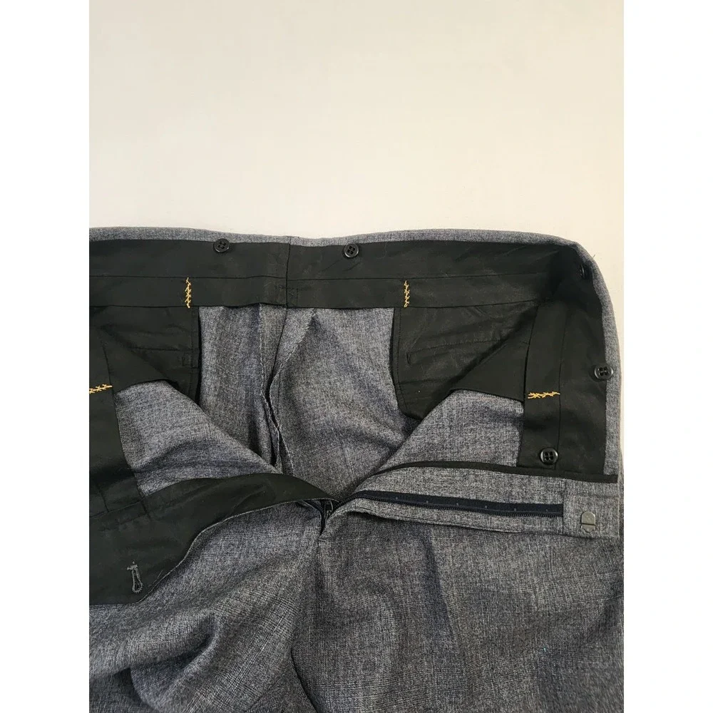Vintage Society Brand Gray Windowpane 100% Virgin Wool 2 Pc Suit Mens 44R 37x29