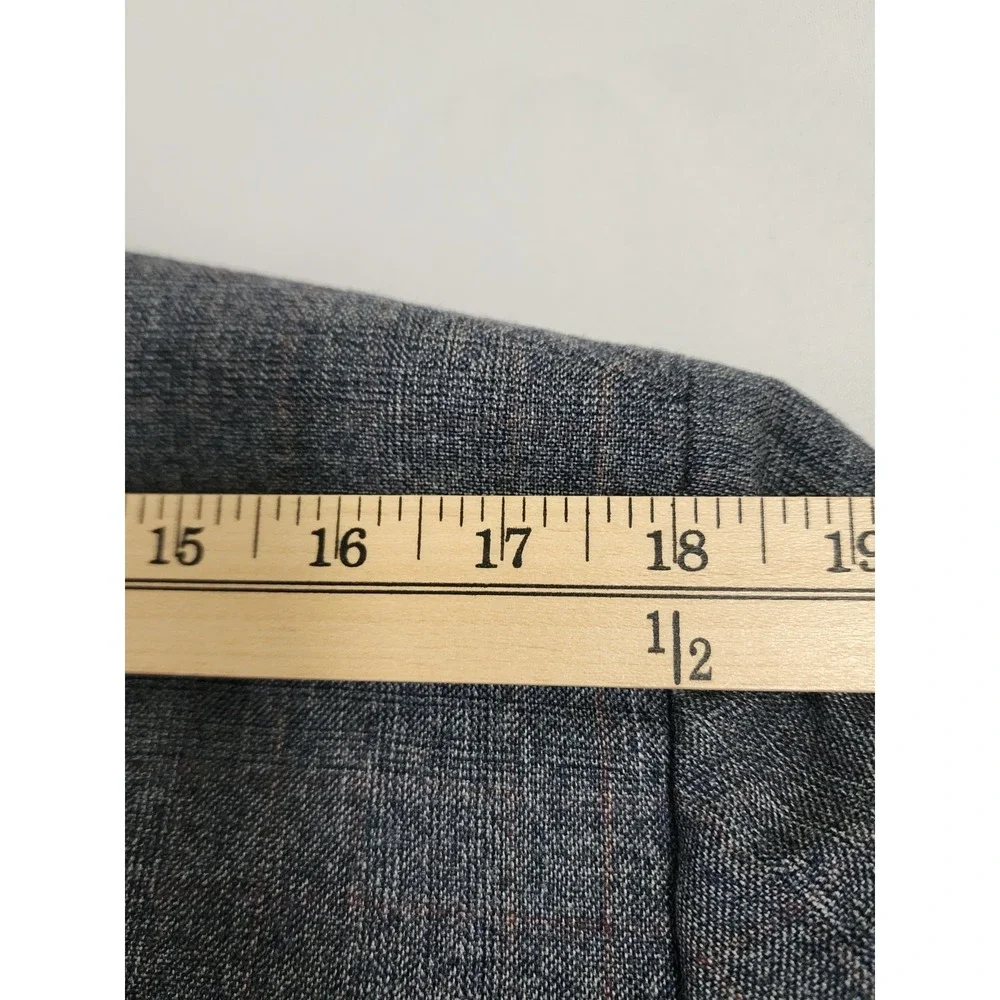 Vintage Society Brand Gray Windowpane 100% Virgin Wool 2 Pc Suit Mens 44R 37x29