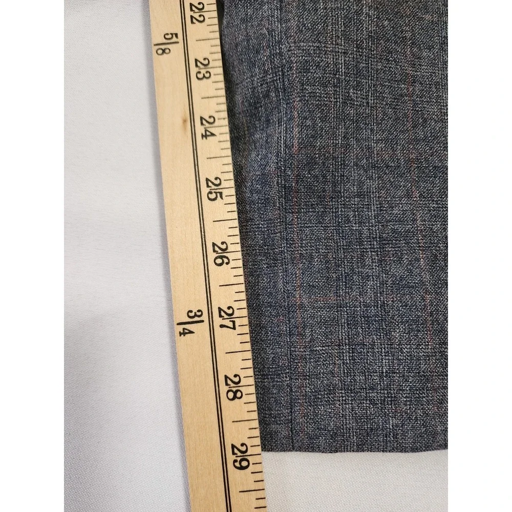 Vintage Society Brand Gray Windowpane 100% Virgin Wool 2 Pc Suit Mens 44R 37x29