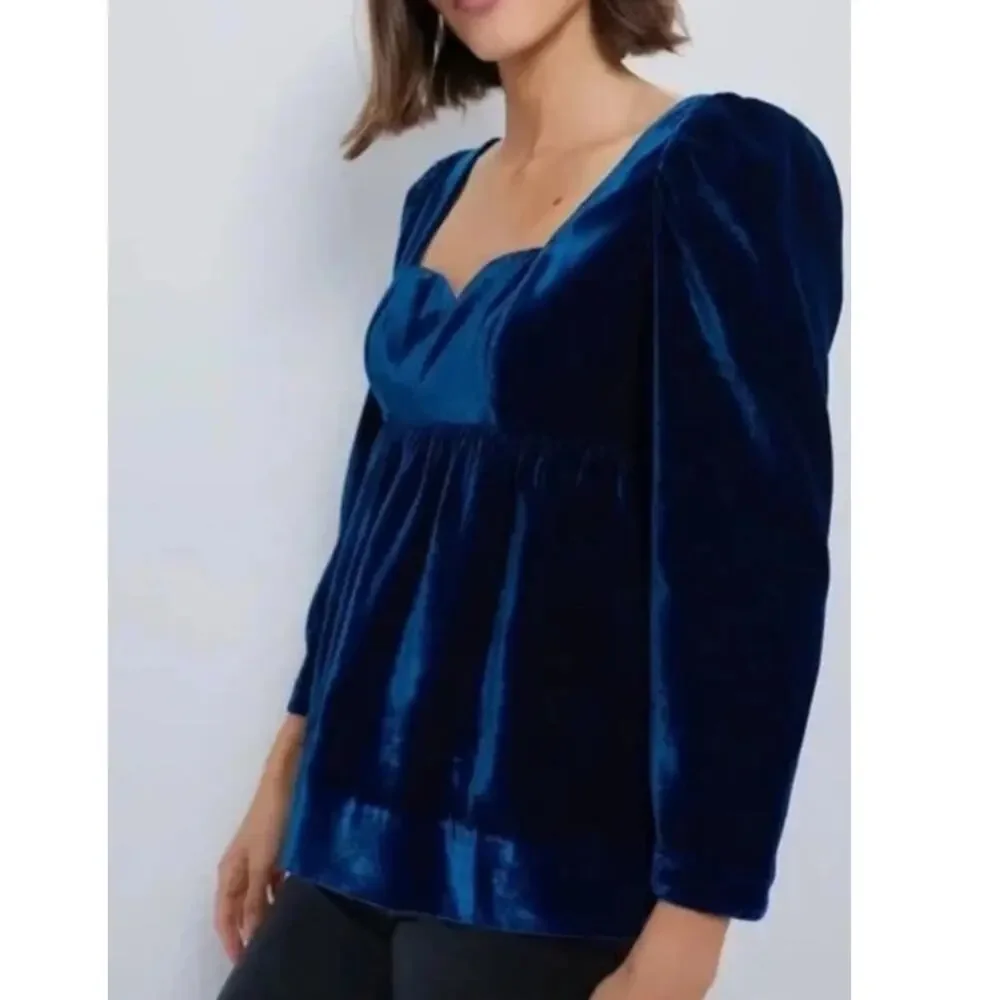 Tuckernuck Hyacinth House Sue Blouse S Velvet Regency Sweetheart Puff Sleeve