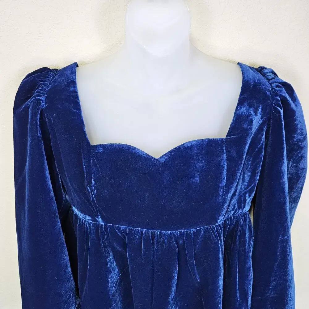 Tuckernuck Hyacinth House Sue Blouse S Velvet Regency Sweetheart Puff Sleeve