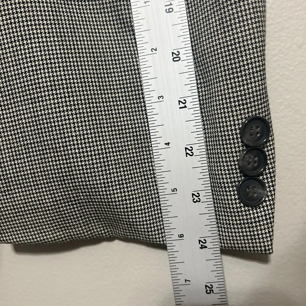 Peerless Man Blazer Mens 42 Short Gray Houndstooth Double Breasted Peak Lapel